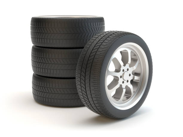 istock Tires on white background, 3D illustration 1128708838