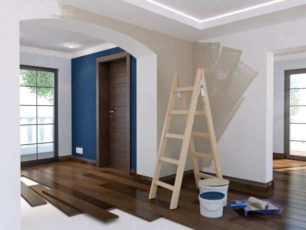 reparar en el apartamento, ilustración 3d - blue construction built structure indoors fotografías e imágenes de stock