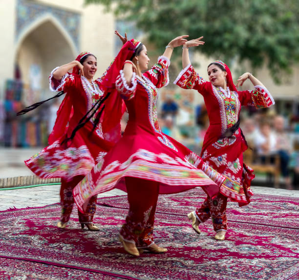 Uzbek traditional dances stock photo