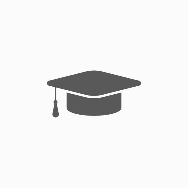 ilustraciones, imágenes clip art, dibujos animados e iconos de stock de icono de gorro de graduación - graduation