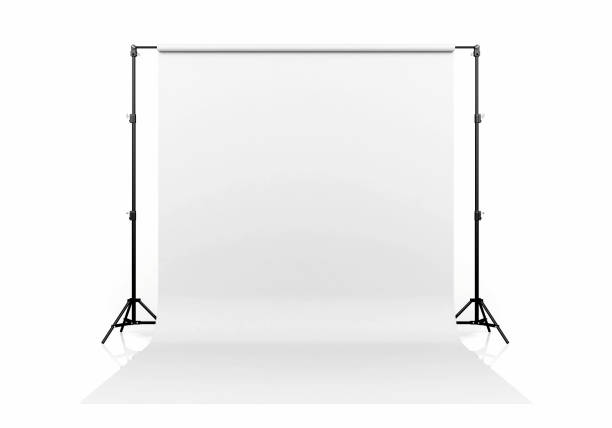 White backdrop isolated on white background, 3D Rendering stock photo