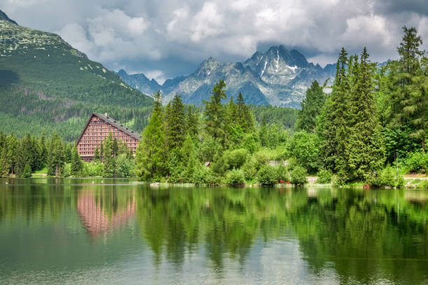 istock Stunning mountain lake in Strbske Pleso, Slovakia 1128714447