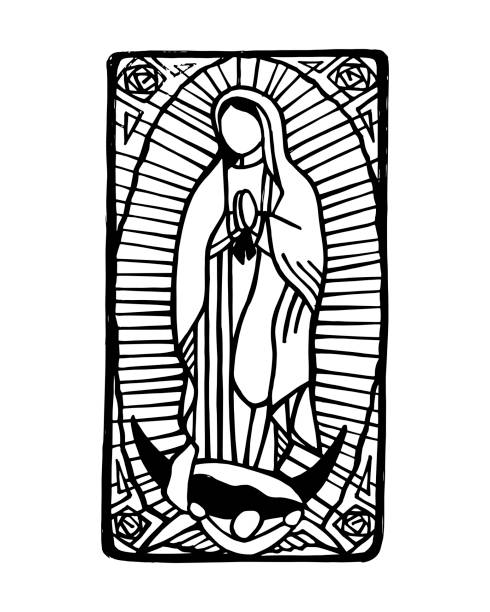 ilustrações de stock, clip art, desenhos animados e ícones de virgin mary of guadalupe vector illustration - india traditional culture indigenous culture women