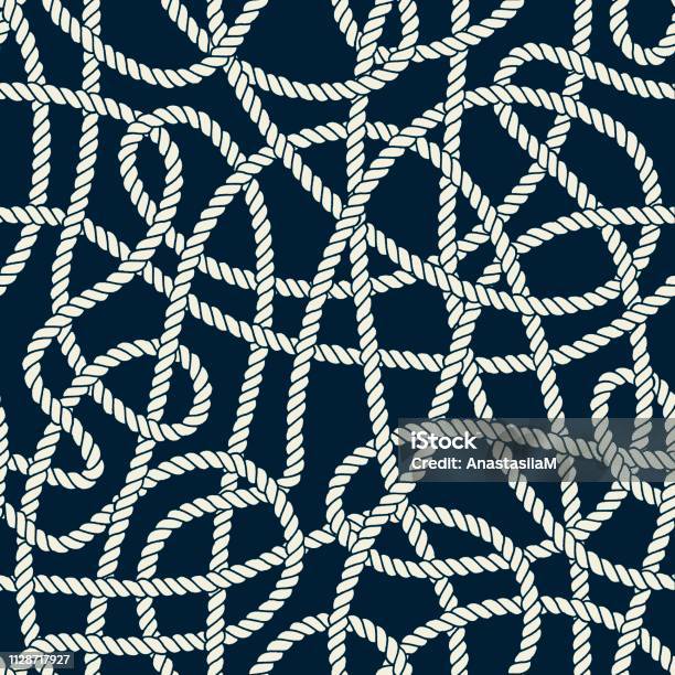 Seamless Nautical Rope Pattern Stock Illustration - Download Image Now - Abstract, Art, Art And Craft