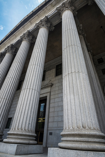 Facade of New York State Supreme Court Building in Manhattan in New York City, USA