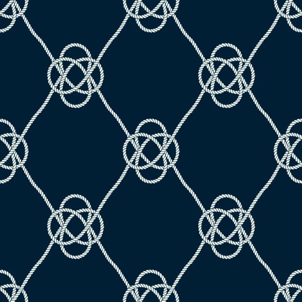 ilustrações de stock, clip art, desenhos animados e ícones de seamless nautical rope pattern - tangled rope tied knot backgrounds