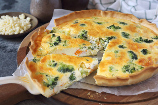 istock Crab sticks quiche with broccoli  and grated cheese 1128719194