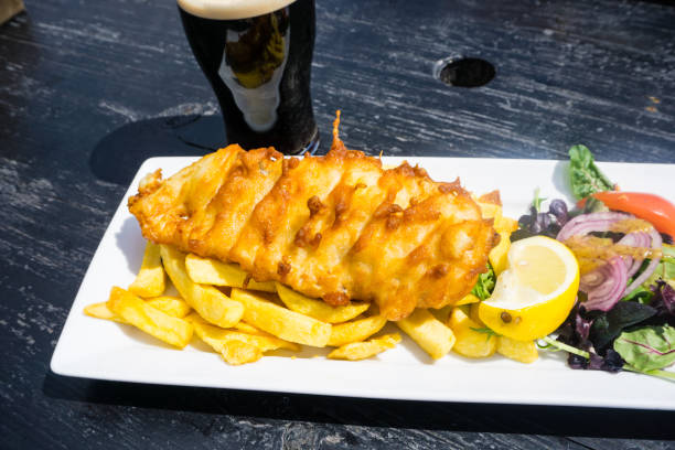 istock Fish and chips on plate English national dish 1128719290