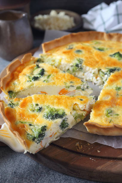 istock Crab sticks quiche with broccoli  and grated cheese 1128720654