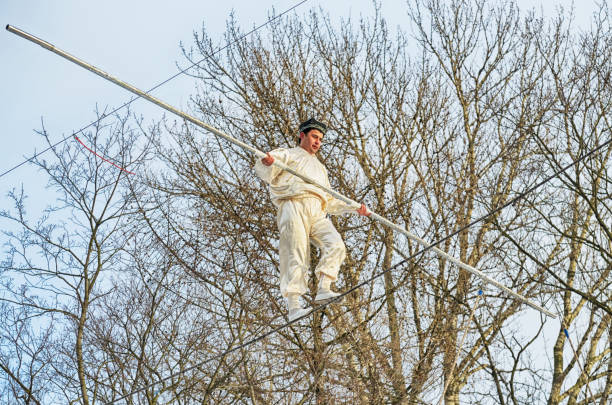 Saint - Petersburg.Russia.February.25.2017.Uzbek tightrope walkers perform at the festival of farewell to winter.