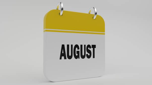 istock Yellow August Calendar On White Background 1128723278