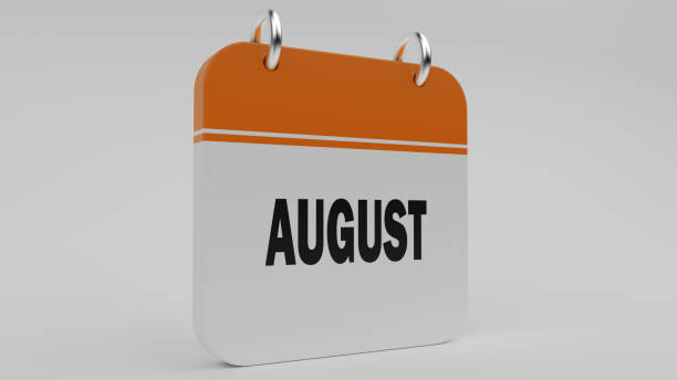 istock Orange August Calendar On White Background 1128723909
