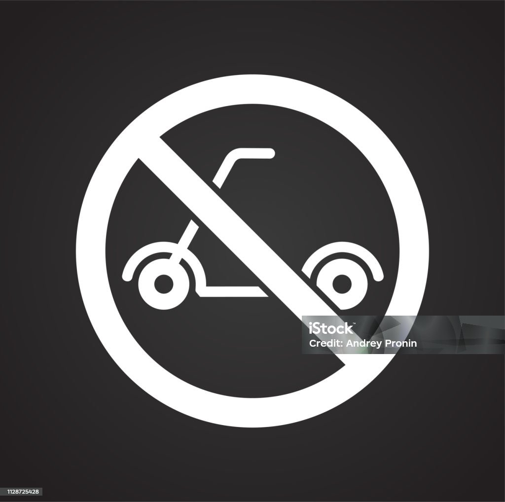No Scooter Allowed Sign On Black Background For Graphic And Web Design