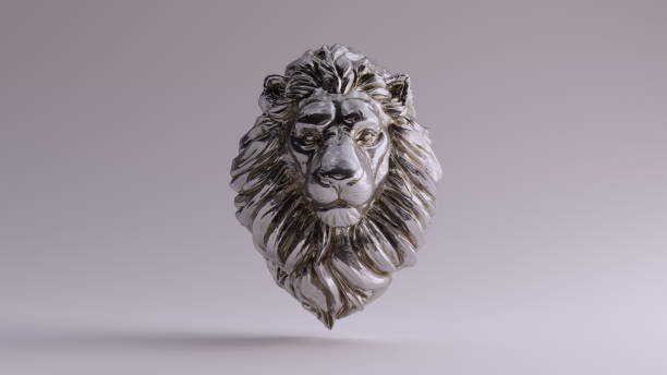 istock Silver Adult Male Lion Bust Sculpture Front 1128727467