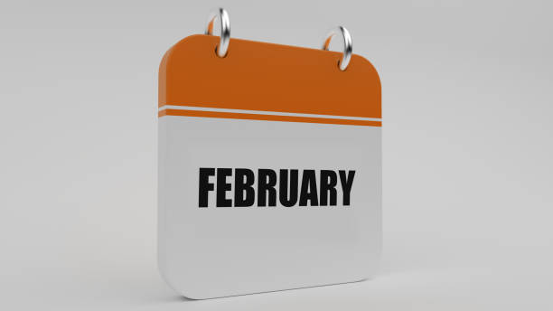 istock Orange February Calendar On White Background 1128729233