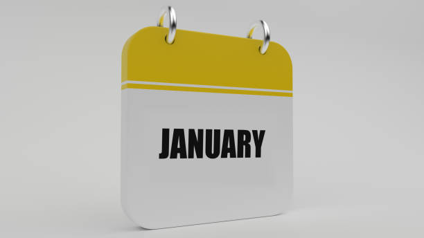 istock Yellow January Calendar On White Background 1128730825