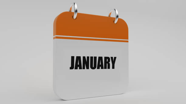 istock Orange January Calendar On White Background 1128731496