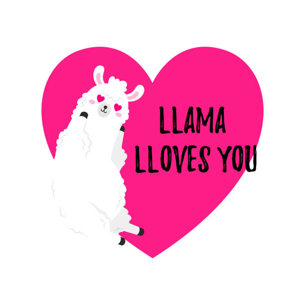 Vector cartoon card. Sweet llama. Doodle illustration. Template, background for print, design. Romantic greetings Happy Valentine s Day Vector cartoon card. Sweet llama. Doodle illustration. Template, background for print design couple tattoo quotes stock illustrations