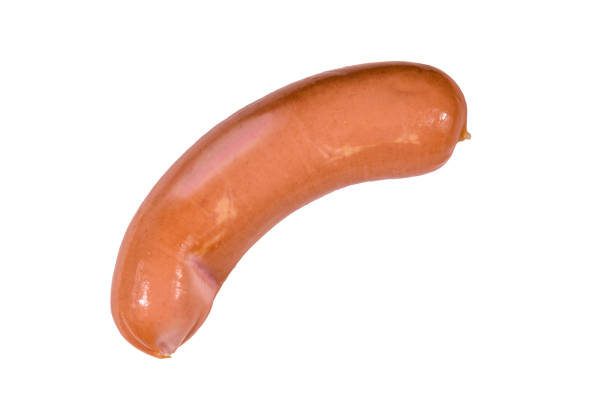 istock One sausage isolated on the white background 1128731912