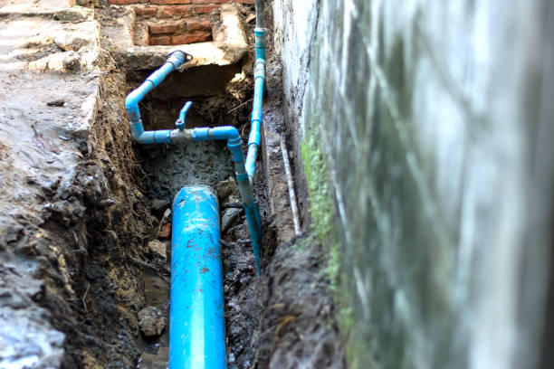 istock Install a ground  Drainage Pipe.maintenance and change ground drainage pipe 1128732207