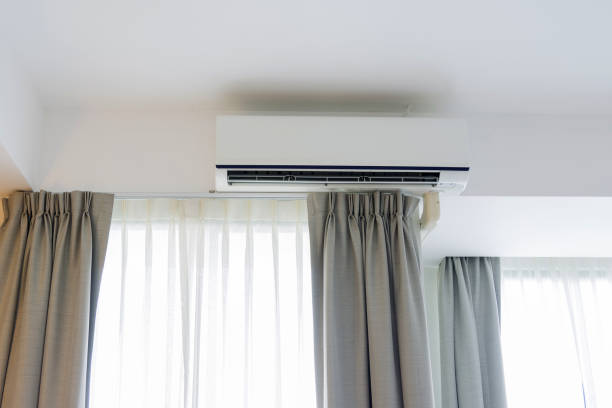 istock Air conditioner cooling hanging on the bedroom 1128732925