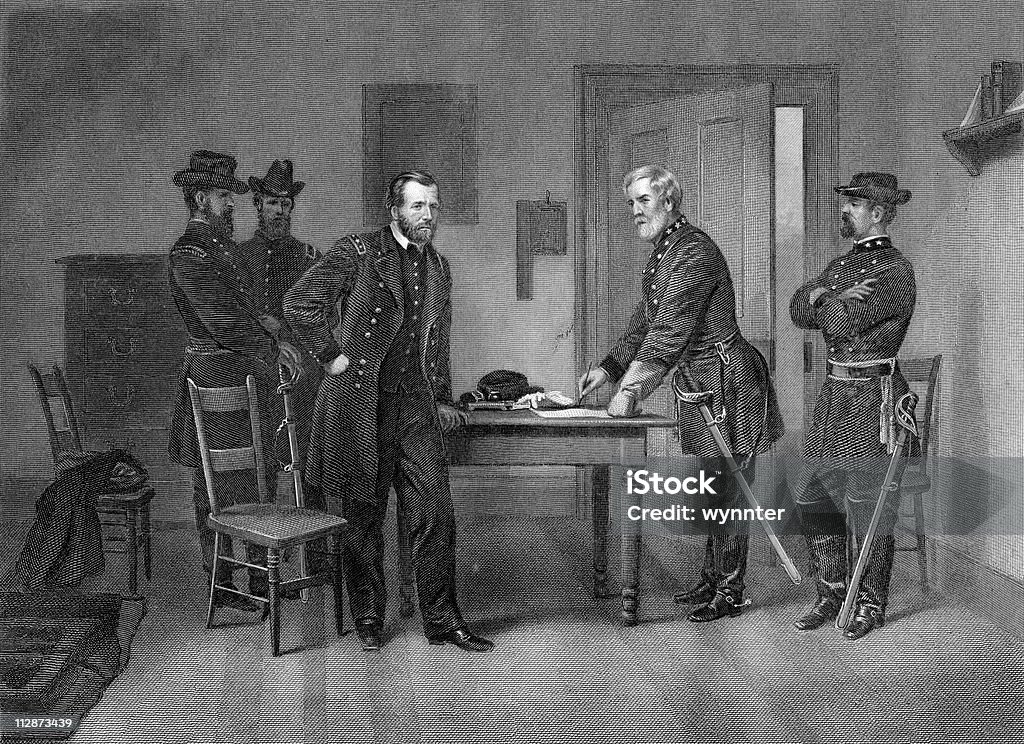 Robert E Lee Surrenders To General Us Grant Stock Illustration - Download  Image Now - American Civil War, Civil War, Surrendering - iStock