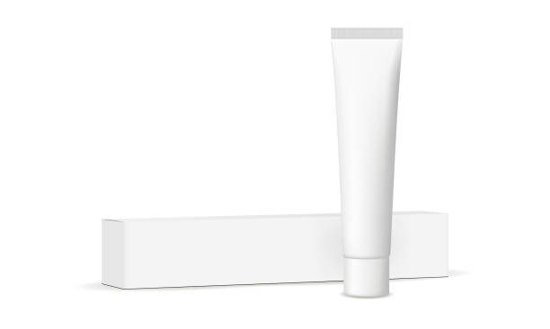 プラスチック チューブと段ボール箱のモックアップに孤立した白い背景 - toothpaste点のイラスト素材／クリップアート素材／マンガ素材／アイコン素材