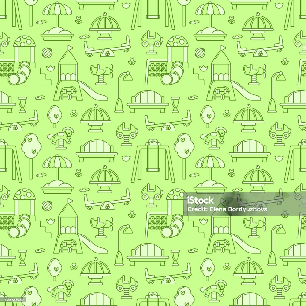 Seamless Pattern With Park Elements Stock Illustration - Download Image ...