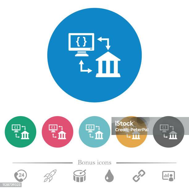 Open Banking Api Flat Round Icons Stock Illustration - Download Image Now - Accessibility, Application Programming Interface, Applying