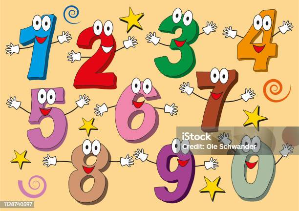 Cartoon Numbers 0 To 9 Icons Made As Human Figures With Big Eyes And Hands  Hand Drawn Isolated Set Vector Illustrations For Children Stock  Illustration - Download Image Now - iStock