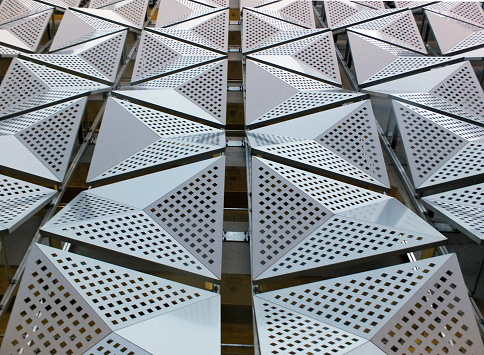 Geometric Cladding Systems Modern Steel Angular Geometric Cladding In Perspective With Shiny ...