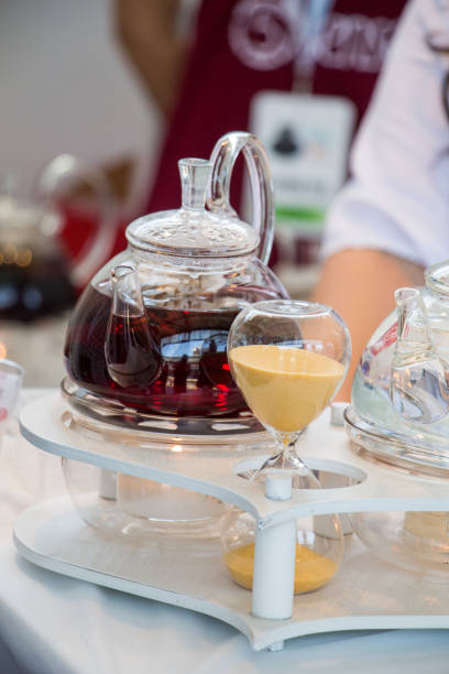 istock Herbal tea in a glass teapot on display 1128746079