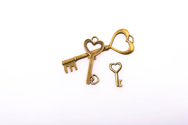 istock Retro style metal keys as love concept 1128746131