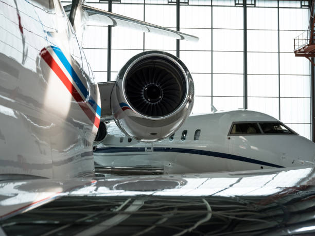 istock Luxorious Business Jets in Hangar 1128747087