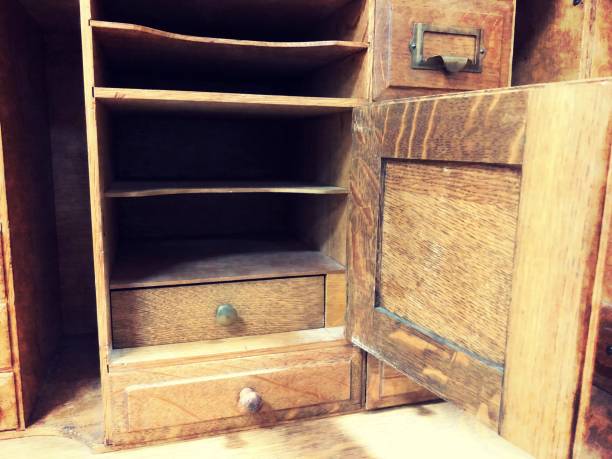 istock Wooden slots and drawers - vintage 1128749208