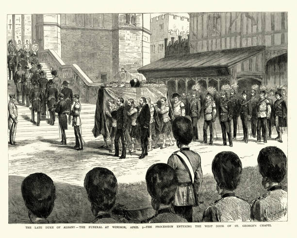 ilustrações de stock, clip art, desenhos animados e ícones de funeral of prince leopold, duke of albany, windsor, 1884 - príncipe leopoldo duque de albany