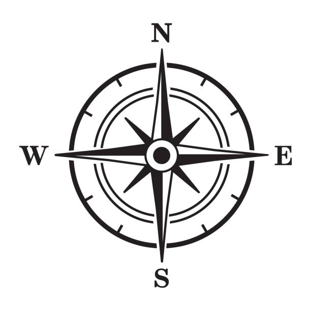 ilustrações de stock, clip art, desenhos animados e ícones de compass icon. vector illustration - north