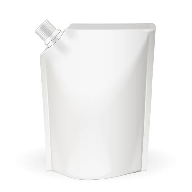 istock White Blank, Food Bag Packaging With Spout Lid. Products On White Background Isolated. Ready For Your Design. Product Packing. Vector EPS10 1128753596