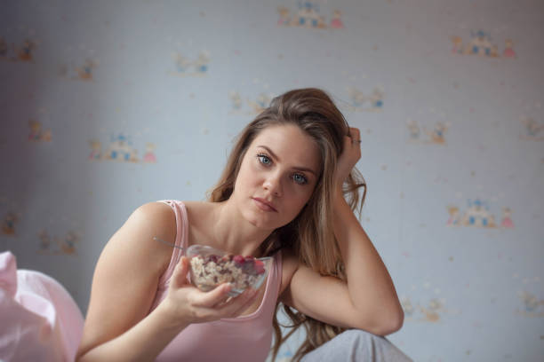 istock Beautiful woman at morning. 1128755213