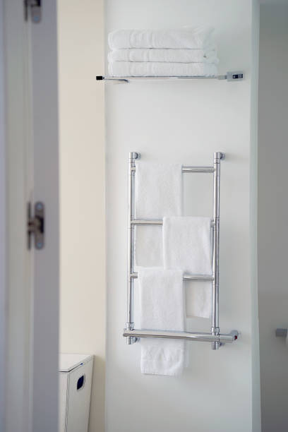 istock Chrome towel rail in the bathroom 1128757213