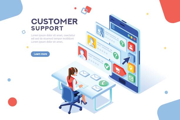 ilustrações de stock, clip art, desenhos animados e ícones de customer support concept vector - hotel reception customer service representative headset receptionist