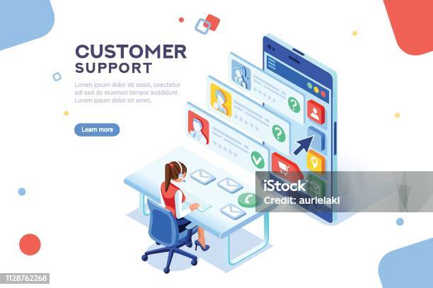 Customer Support Concept Vector Stock Illustration - Download Image Now - Support, Customer, Endorsing