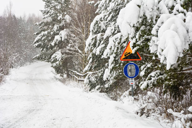 istock Snowy road in snow in moutain 1128764037