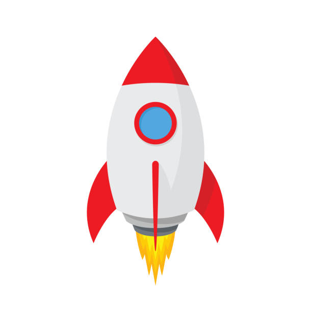 ilustrações de stock, clip art, desenhos animados e ícones de cartoon rocket space ship. simple spaceship icon - stock vector. - flame symbol simplicity sign