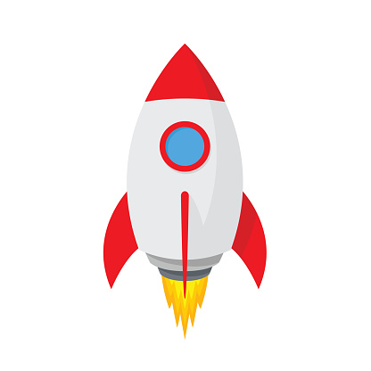 Cartoon rocket space ship. Simple spaceship icon - stock vector.