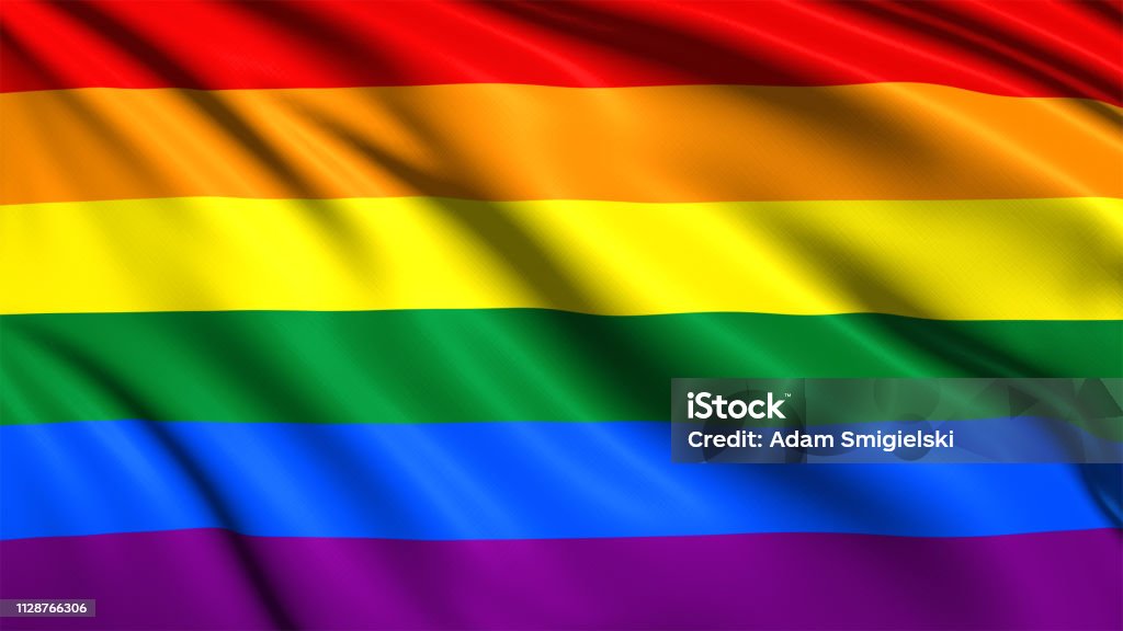 LGBT pride flag gay pride flag with fabric structure in the wind Rainbow Flag Stock Photo