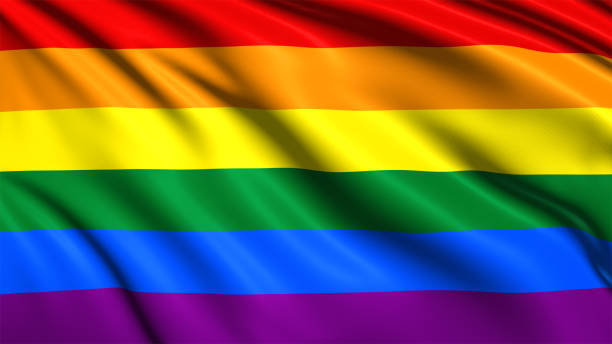 LGBT pride flag gay pride flag with fabric structure in the wind rainbow flag photos stock pictures, royalty-free photos & images