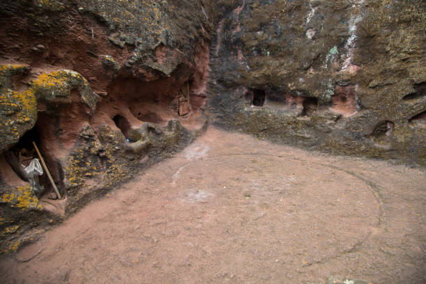 Ethiopia: Church of St. George in Lalibela Architectural detail of the floor at the Church of St. George (Biete Ghirogis) in Lalibela. the church of saint george lalibela ethiopia stock pictures, royalty-free photos & images