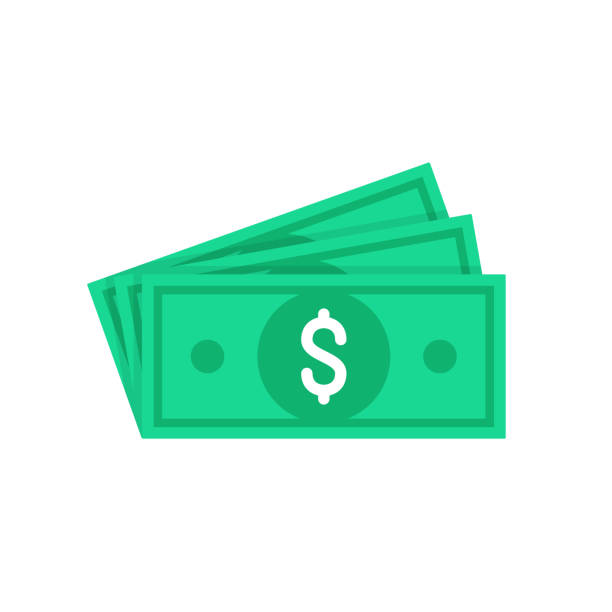 para. dolar faturaları, yeşil banknot, para birimi. düz tasarım. vektör çizim - para birimi illüstrasyonlar stock illustrations