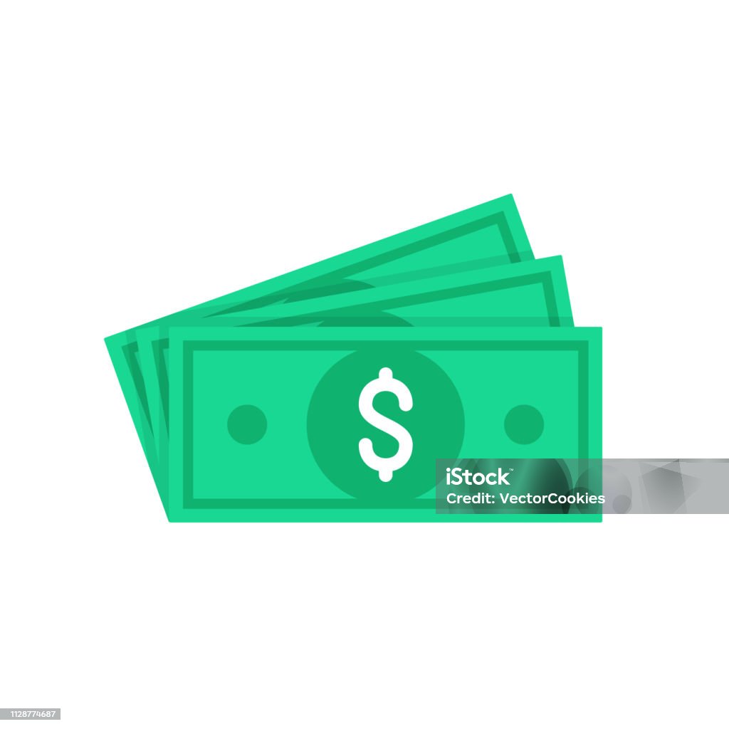 Money. Dollar bills, green banknotes, currency. Flat design. Vector illustration Currency stock vector